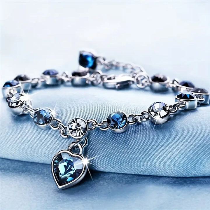 Náramek Ocean Heart Glow | bílé zlato