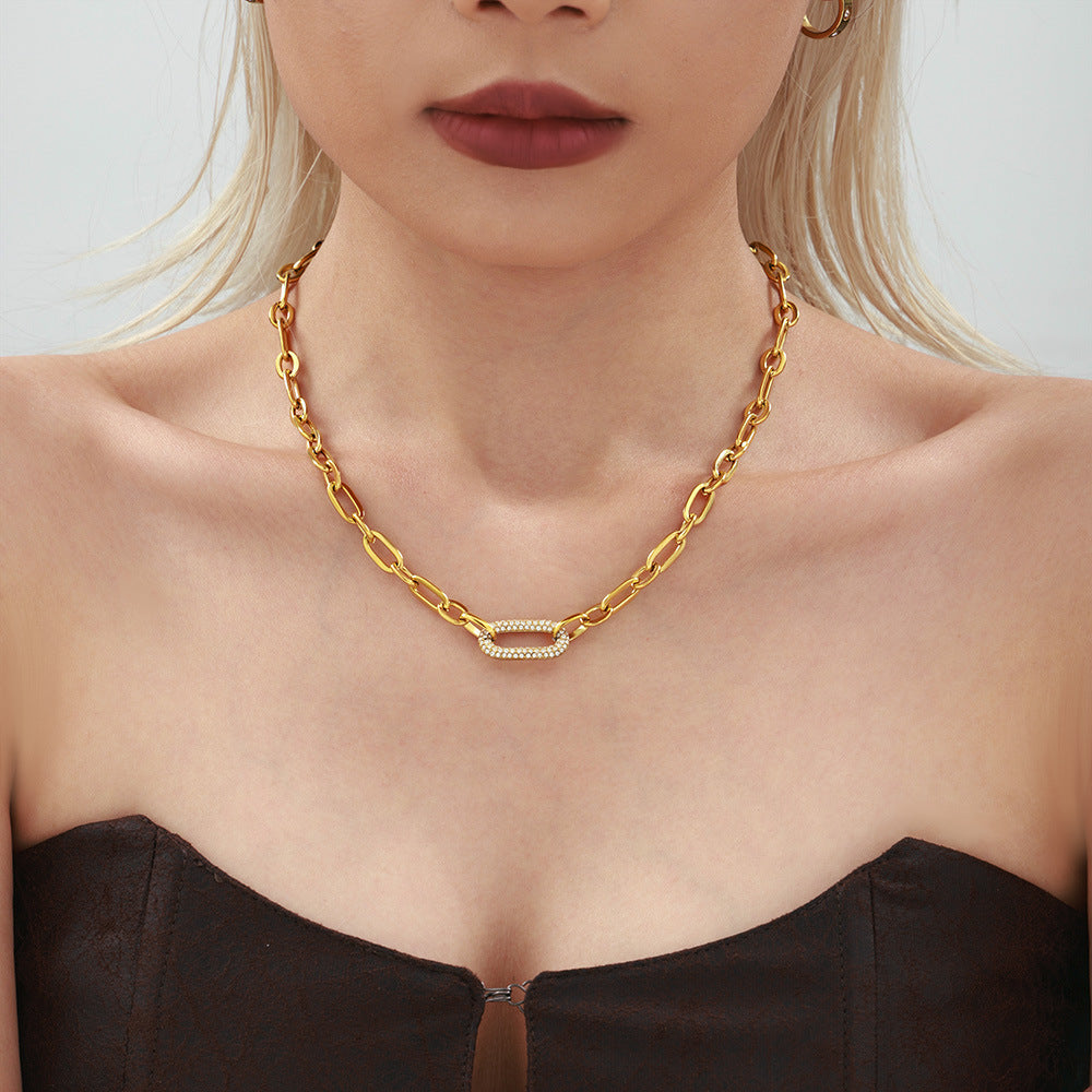 Masivní sada šperků s řetězovými články typu chain link a pavé | Zlato
