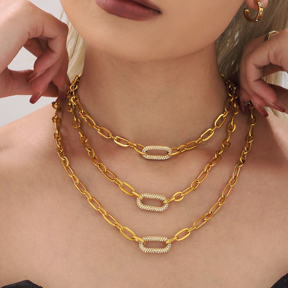 Masivní sada šperků s řetězovými články typu chain link a pavé | Zlato