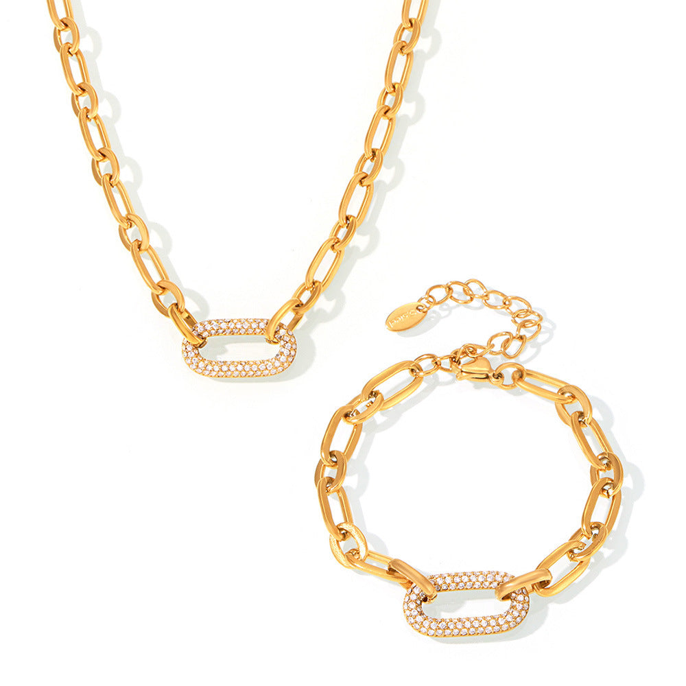Masivní sada šperků s řetězovými články typu chain link a pavé | Zlato